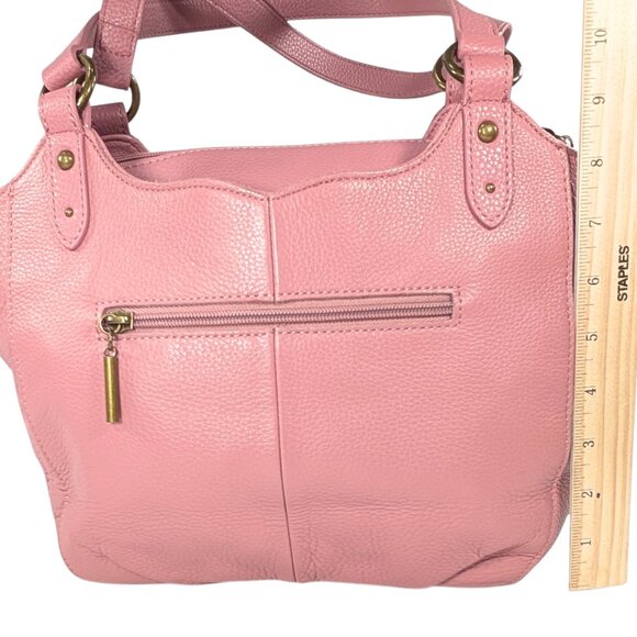 The Sak Pink Pebbled Leather Bolinas Stitched Satchel Tote Bag - Picture 3 of 9
